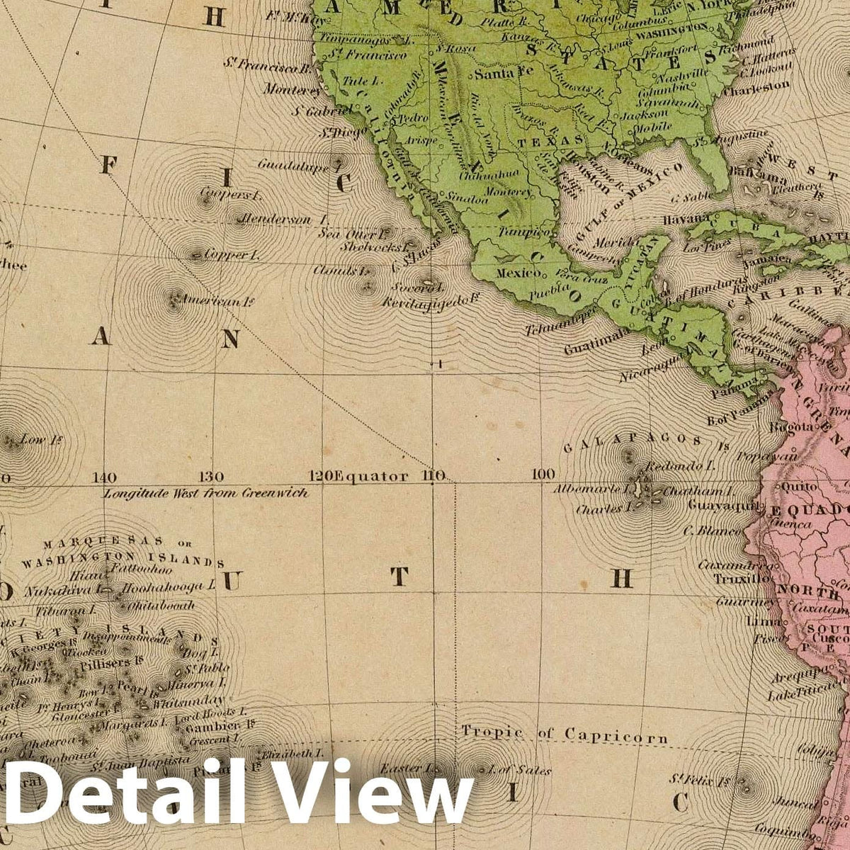 Western Hemisphere, 1841 - Historical Map Print