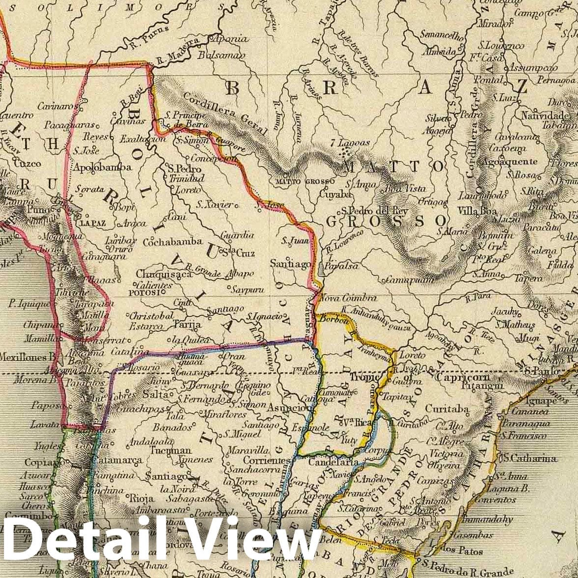 South America, 1851 - Historical Map Print