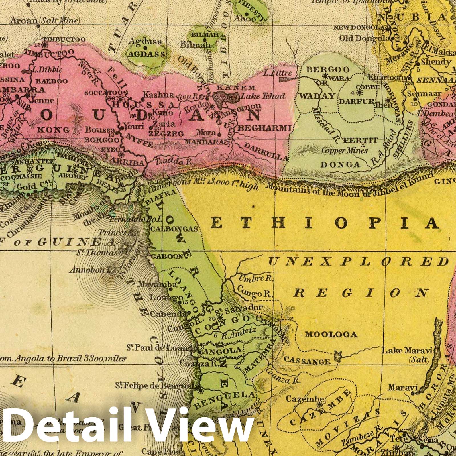 Africa with Egypt and Liberia - River Map, 1847 - Mitchell's School Atlas