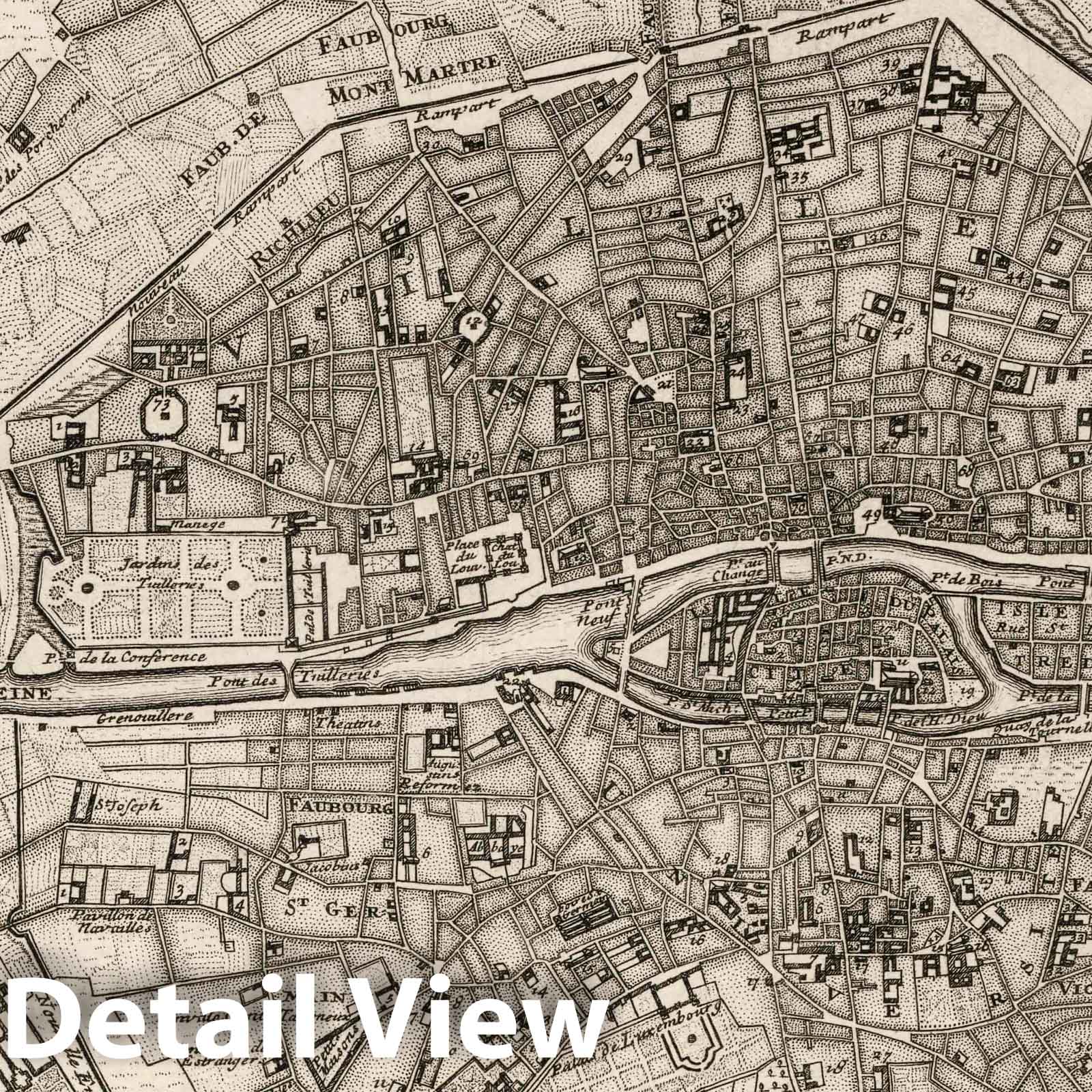 Plan of Paris, 1705 - Historical Map Print