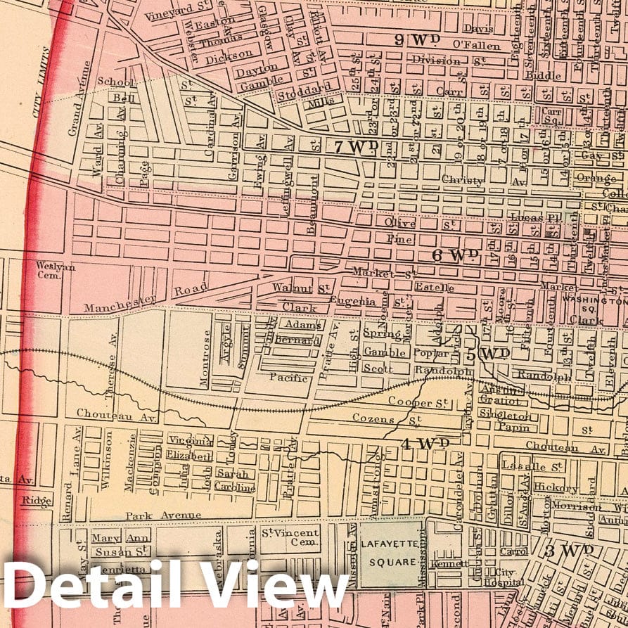 St. Louis, Missouri - Railroad Map, 1868 - Historical Map Print