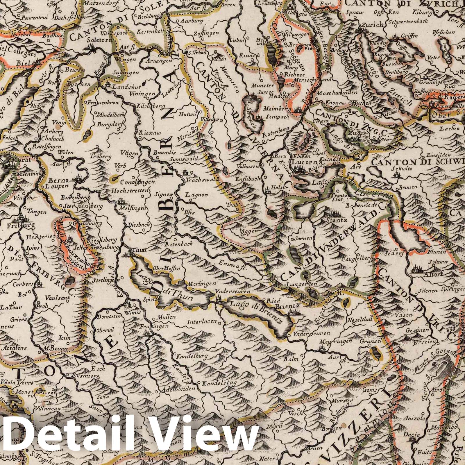 Switzerland - River Map, 1686 - Historical Map Print