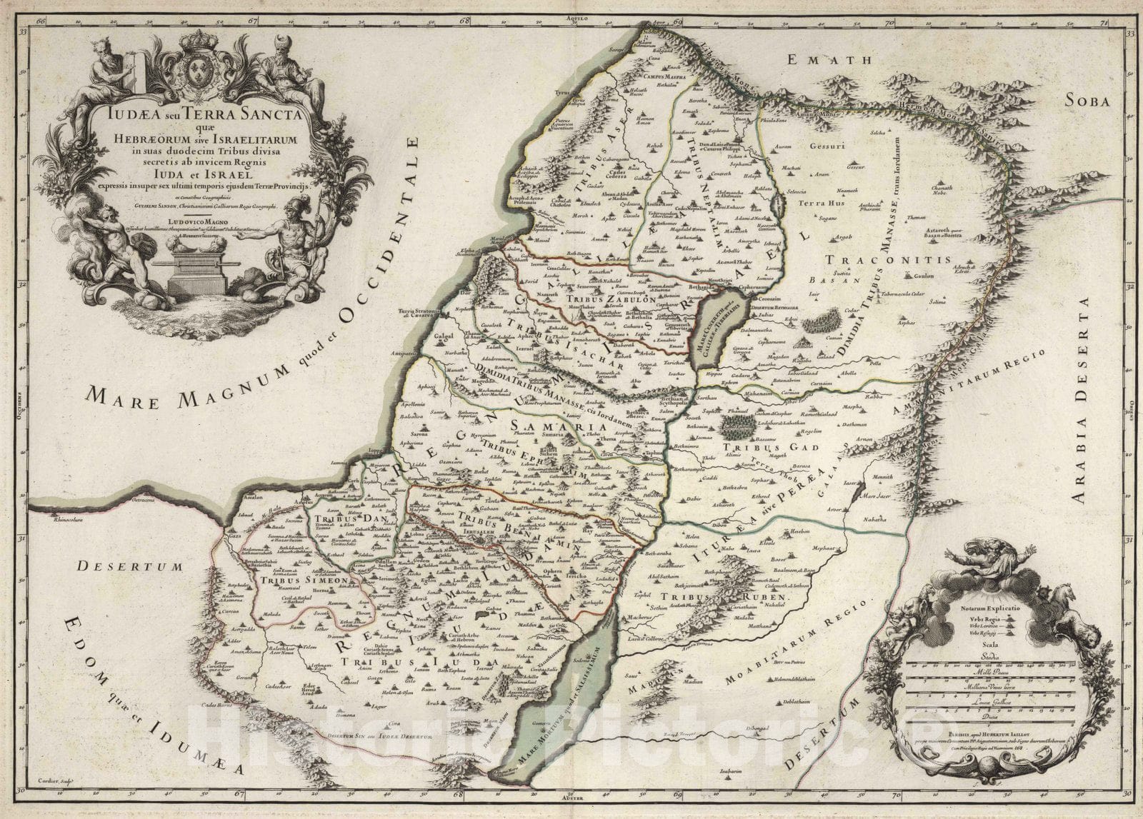 Historic Wall Map : Israel, Holy Land 1685 Judaea seu Terra Sancta quae Hebraeorum sive Israelitarium. , Vintage Wall Art