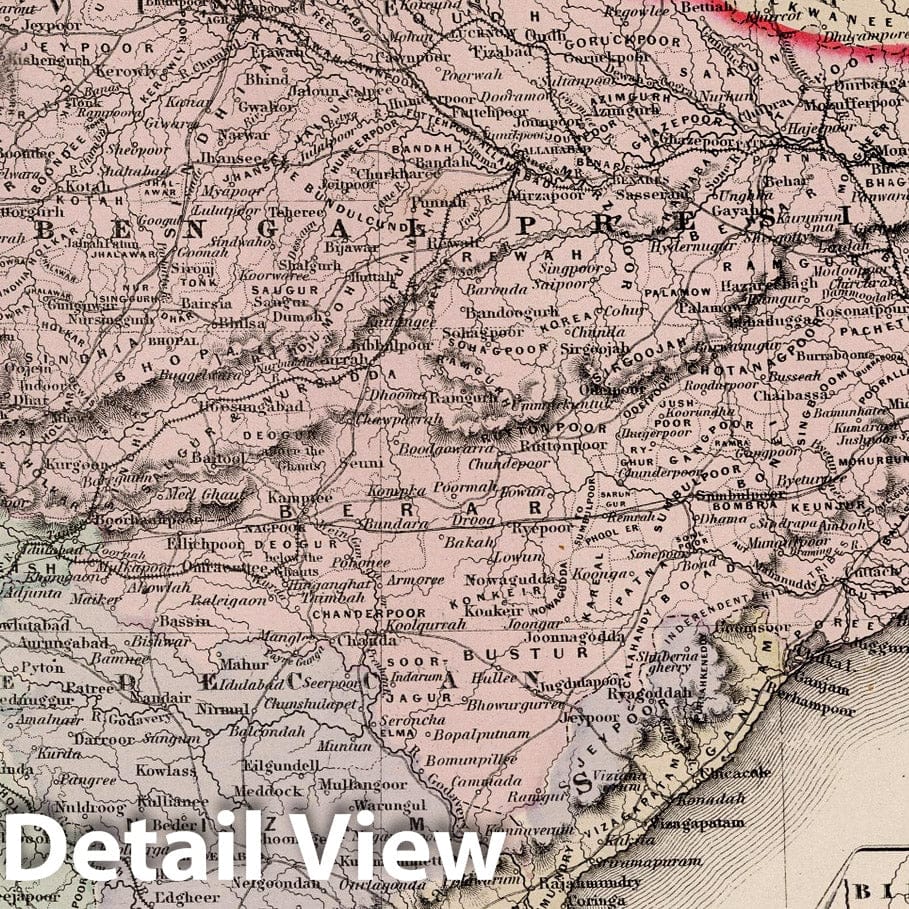 India - Railroad Map, 1855 - Historical Map Print