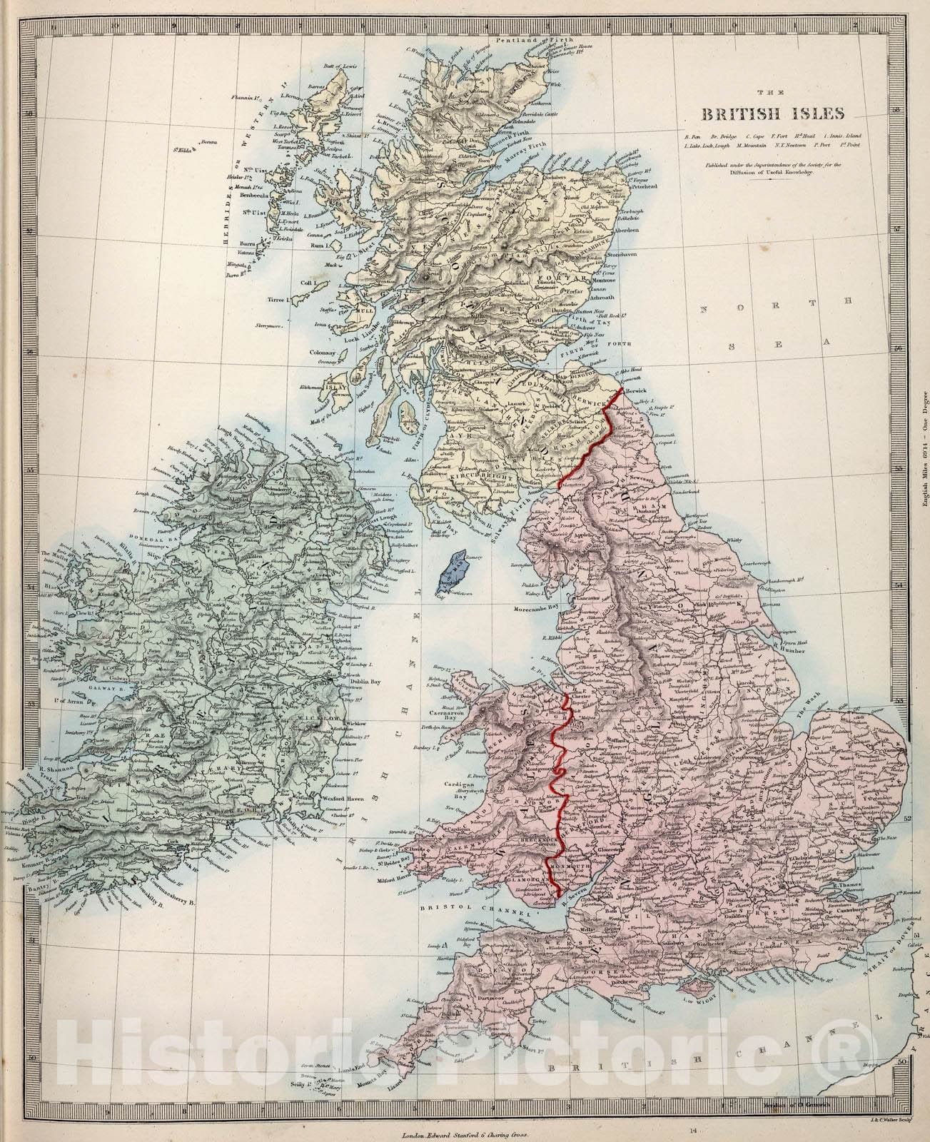 Historic Map : 1865 British Isles : Vintage Wall Art