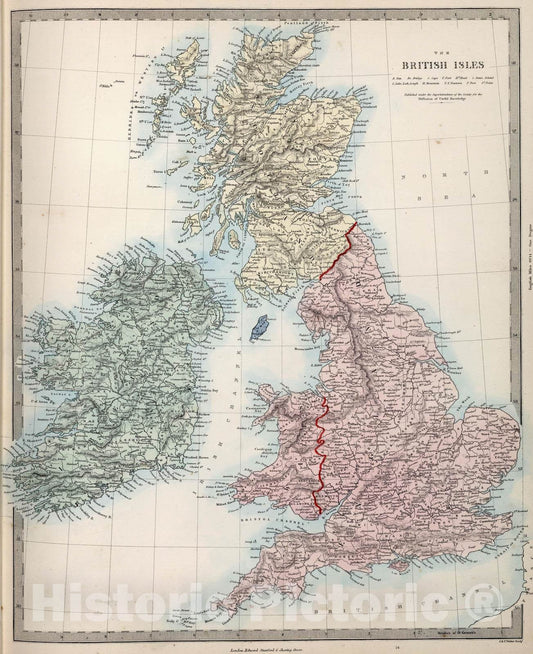 Historic Map : 1865 British Isles : Vintage Wall Art