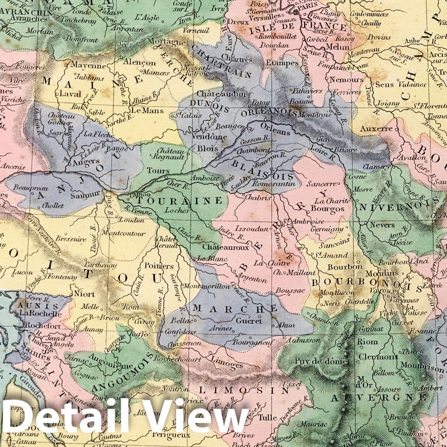 France in Provinces - Geologic Map, 1865 - Historical Map Print