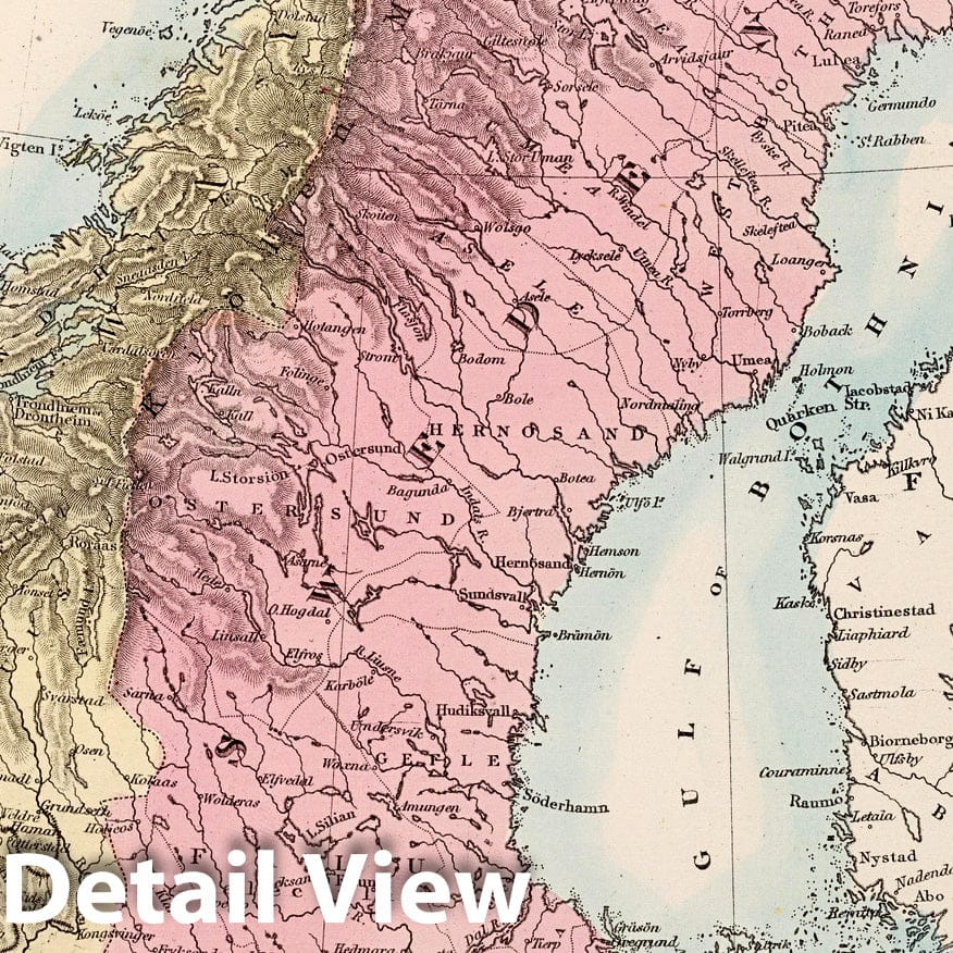 Sweden, Norway, and Denmark - Geologic Map, 1865 - Historical Map Print