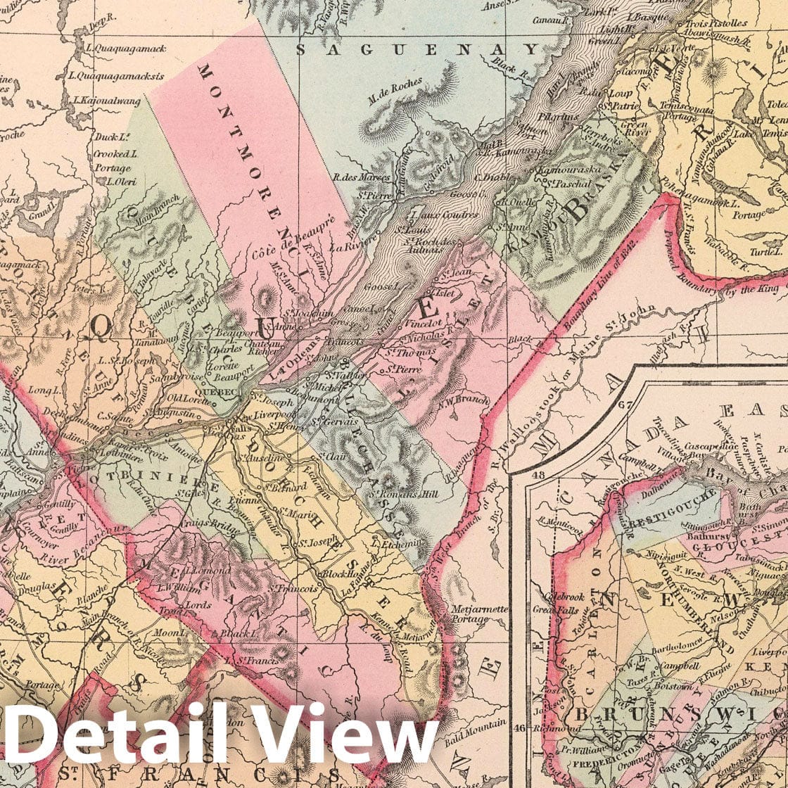 Canada East - Railroad Map, 1857 - Historical Map Reproduction