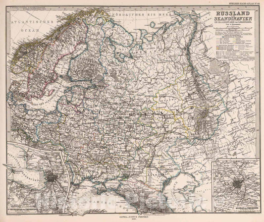 Russia and Scandinavia, 1880 - Stieler's Hand Atlas Map Print