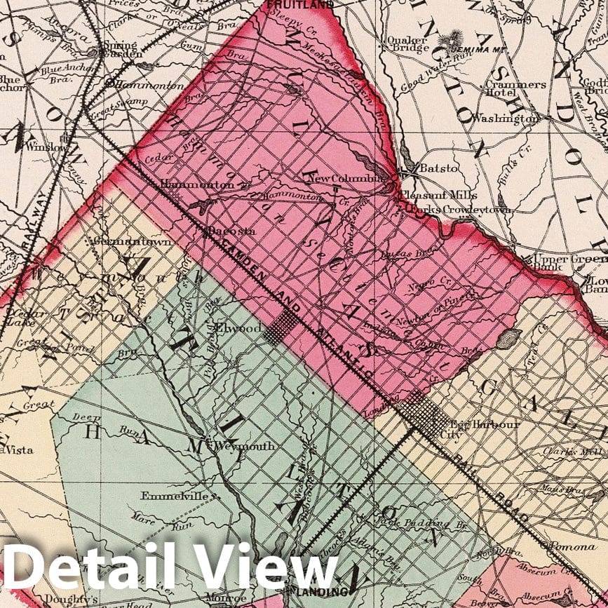 Atlantic County, New Jersey 1873 Cadastral Map Print