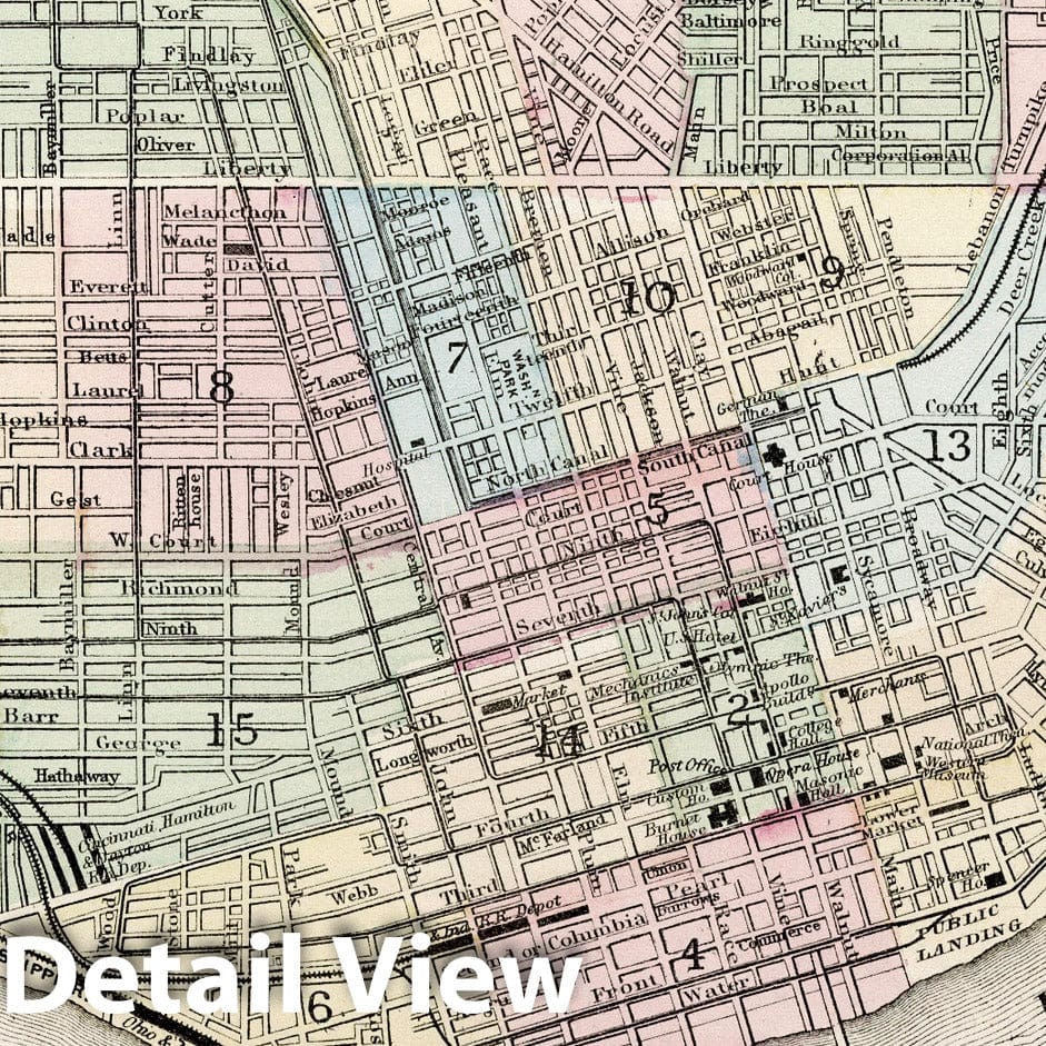 Cincinnati, Ohio - City Plan, 1874 - Historical Map Print