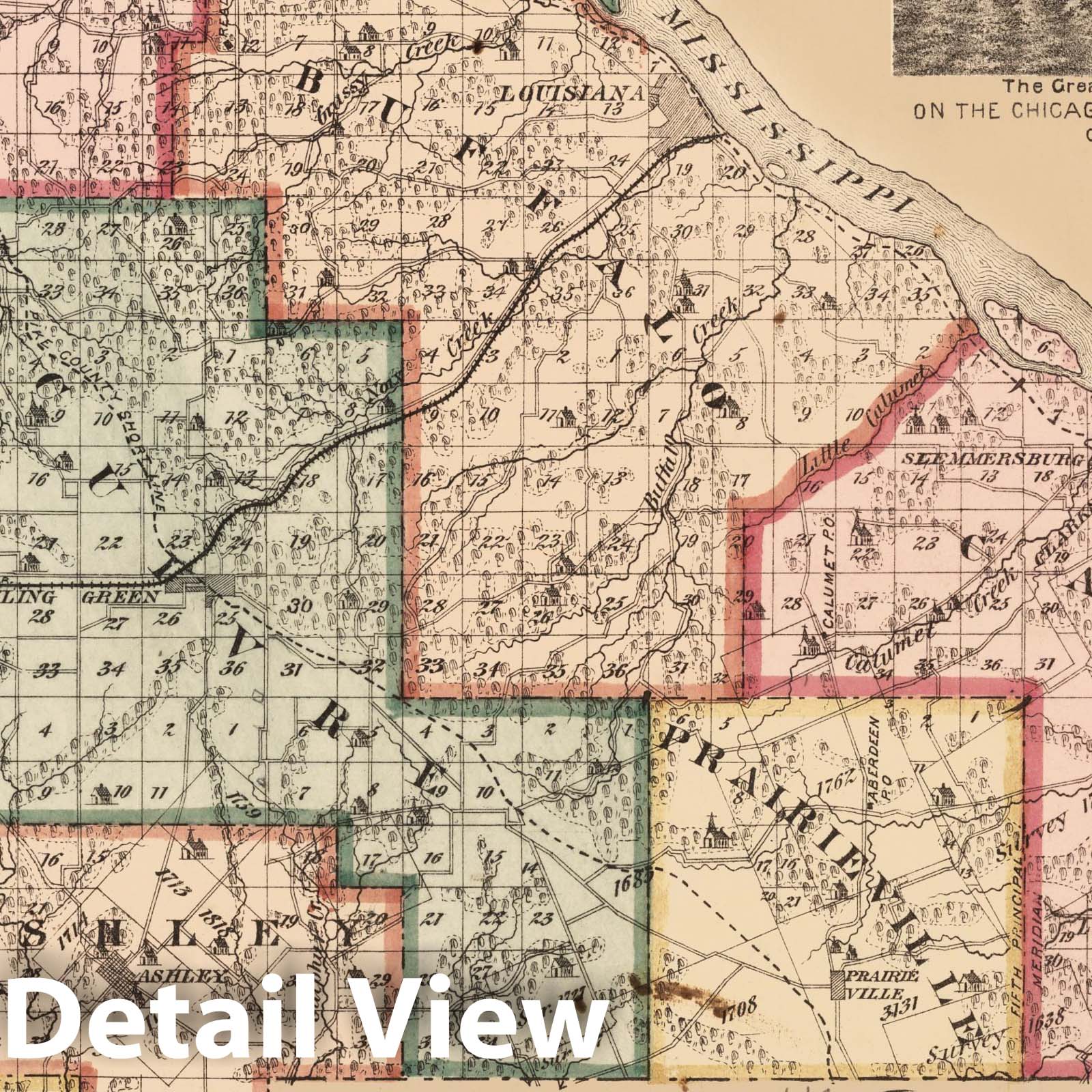 Pike County Missouri - Railroad Map, 1875 - Historical Map Print