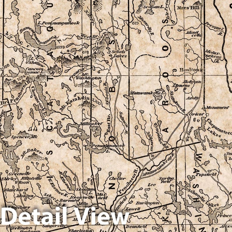 Maine - Railroad Map, 1842 - Historical Map Print