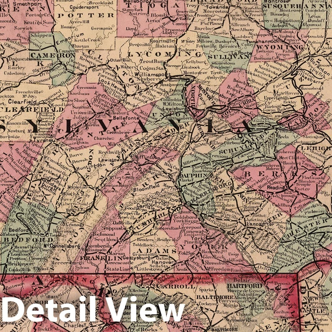 Pennsylvania, Maryland, New Jersey & Delaware Railroad Map 1878 - Cram's Atlas