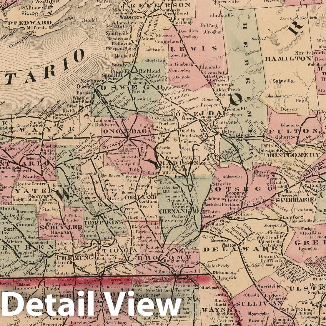 New York - Railroad Map, 1878 - Cram's Standard American Atlas