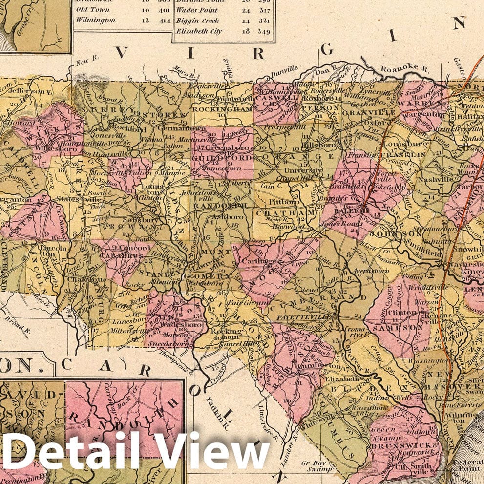 Historic Map : 1850 North Carolina. - Vintage Wall Art