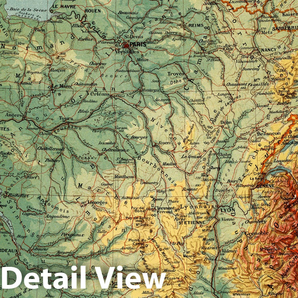 France - Nautical Chart, 1921 - Atlas Scolaire Suisse