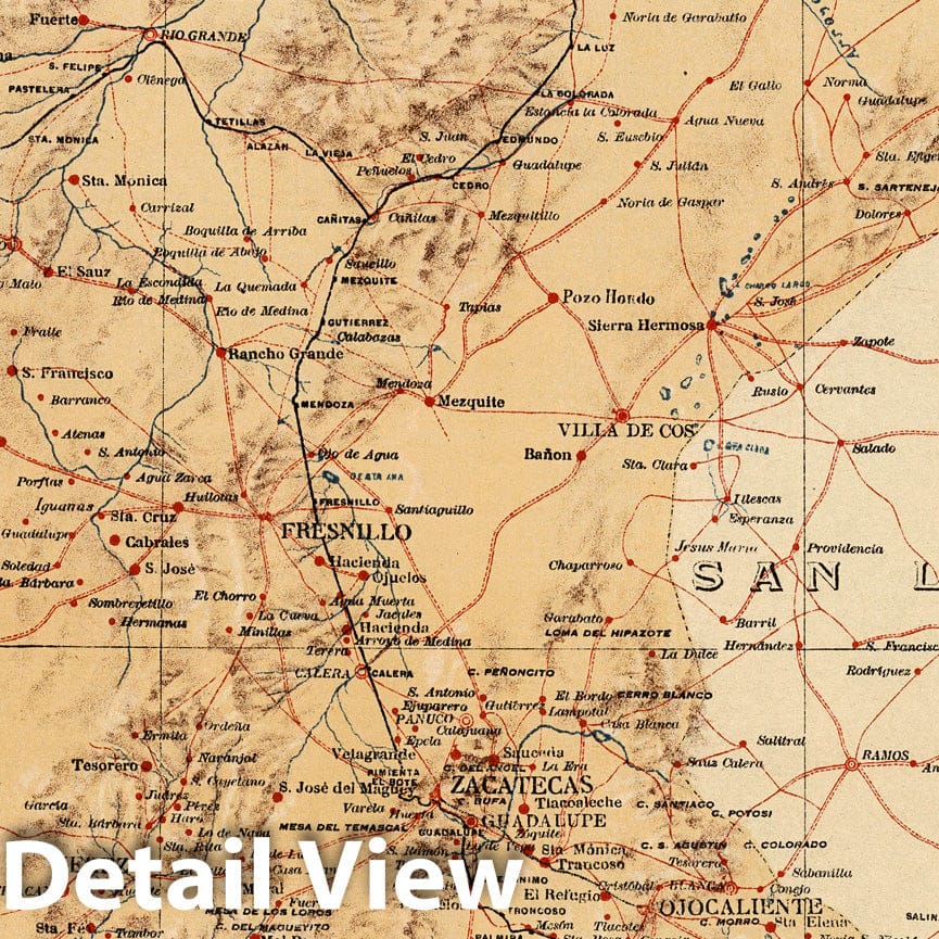 Historic Map : Mexico, Zacatecas (Mexico : State) 1922 No. 32: Zacatecas, Atlas , Vintage Wall Art