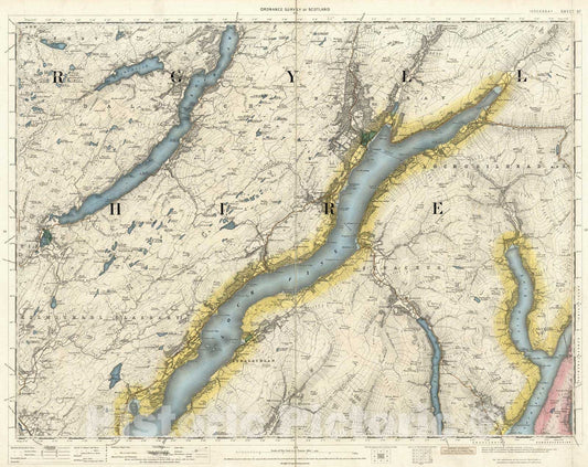 Historic Map : National Atlas - 1897 Volume 1: Sheet 37 - Inveraray - Vintage Wall Art