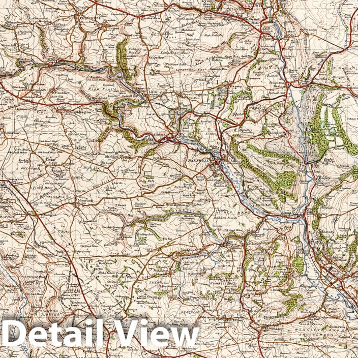 Buxton and Matlock, England - Railroad Map, 1947 - Ordnance Survey
