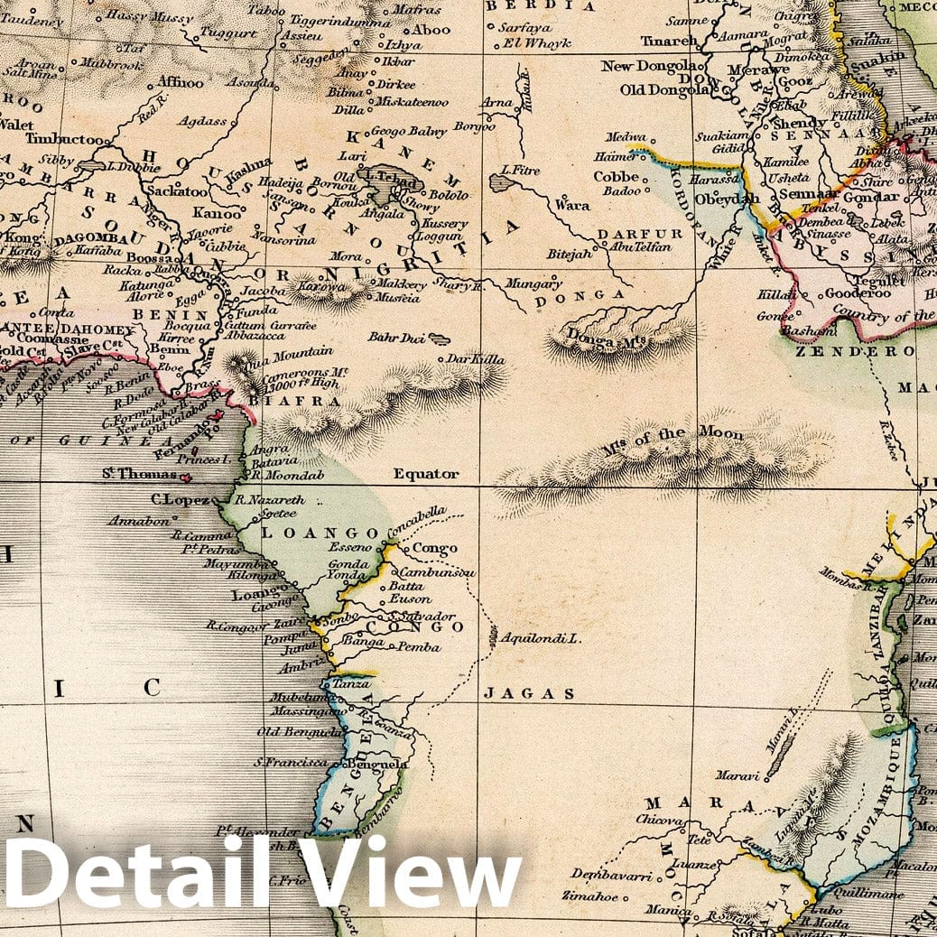 Africa - River Map, 1832 - Historical Map Print