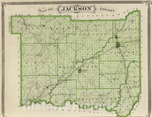Historic Wall Map : 1876 Map of Jackson County. - Vintage Wall Art