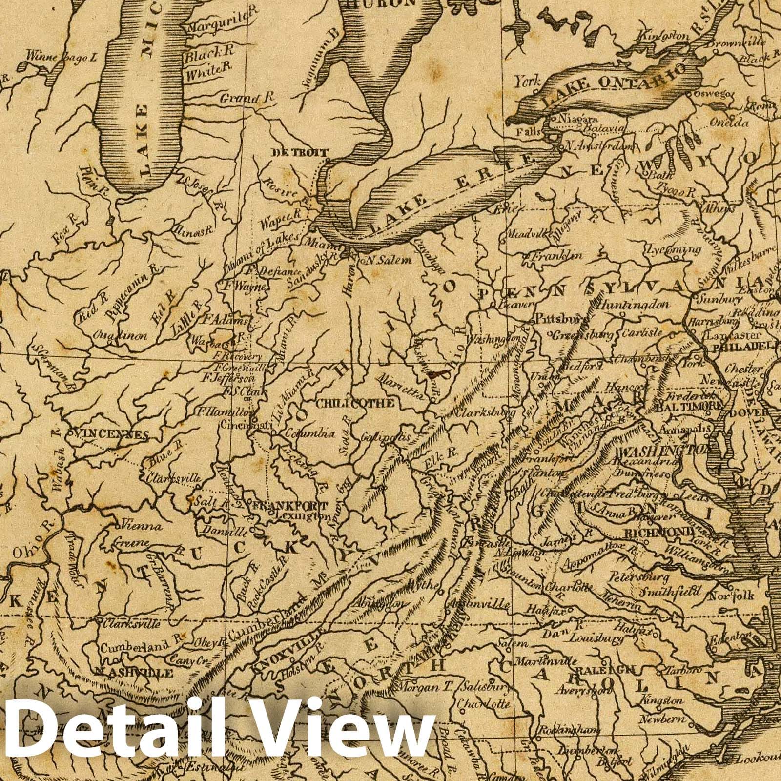 United States - River Map, 1812 - Historical Map Print