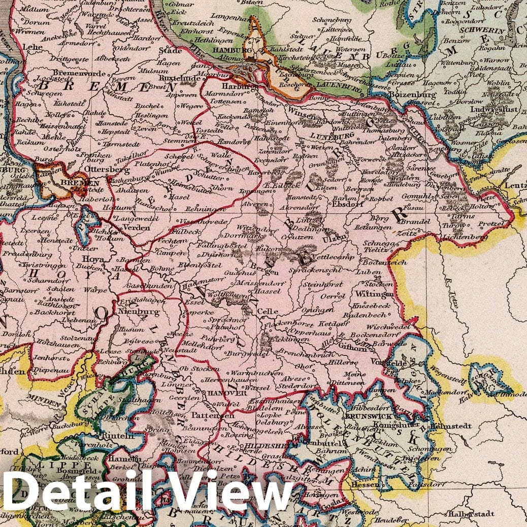 Northern Germany - River Map, 1832 - Historical Map Print