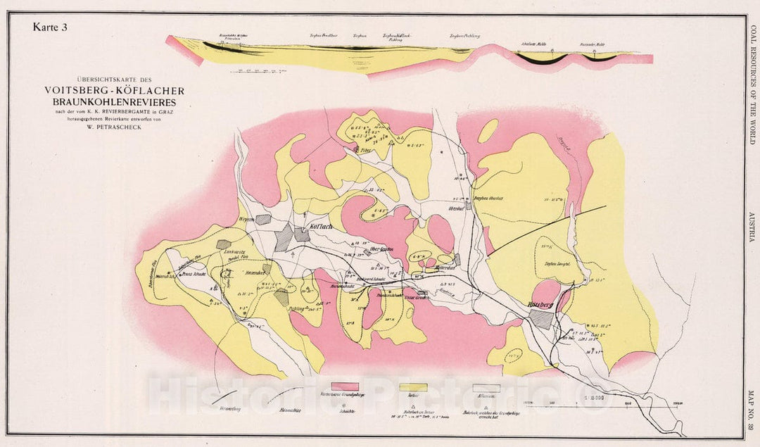 Historic Map : Geologic Atlas - 1913 Coal Fields No. 3, Austria. Coal Resources of the World. - Vintage Wall Art
