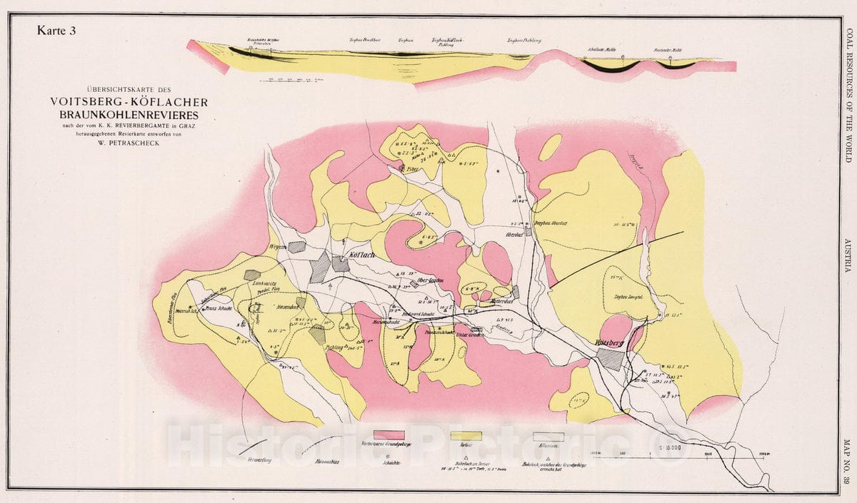 Historic Map : Geologic Atlas - 1913 Coal Fields No. 3, Austria. Coal Resources of the World. - Vintage Wall Art