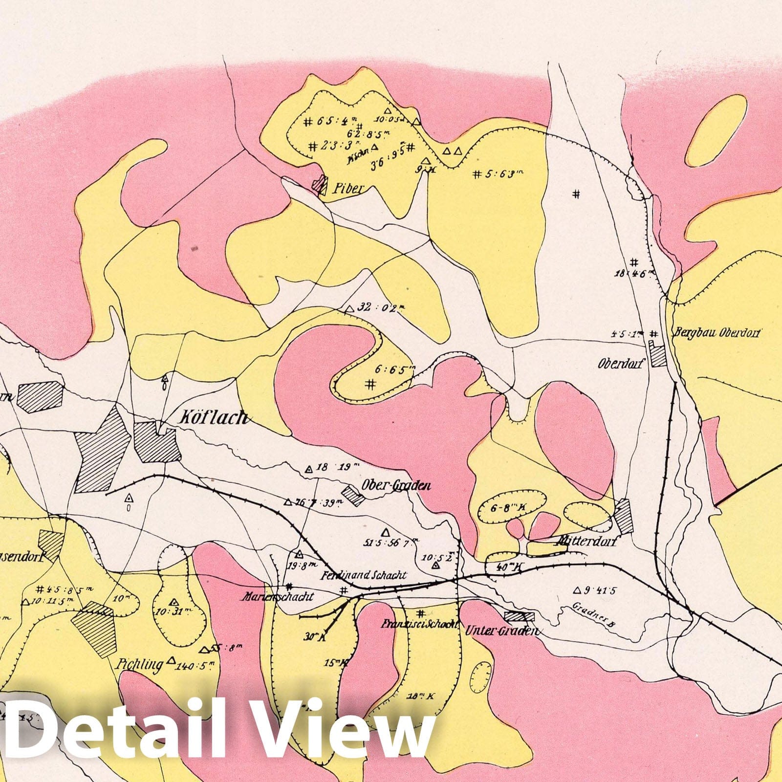 Austria Coal Fields 1913 Geological Map Print