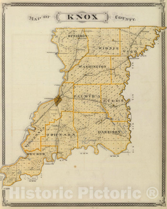Historic Map : 1876 Map of Knox County. v1 - Vintage Wall Art