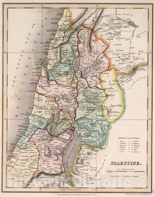 Historic Map : 1832 Palestine. - Vintage Wall Art