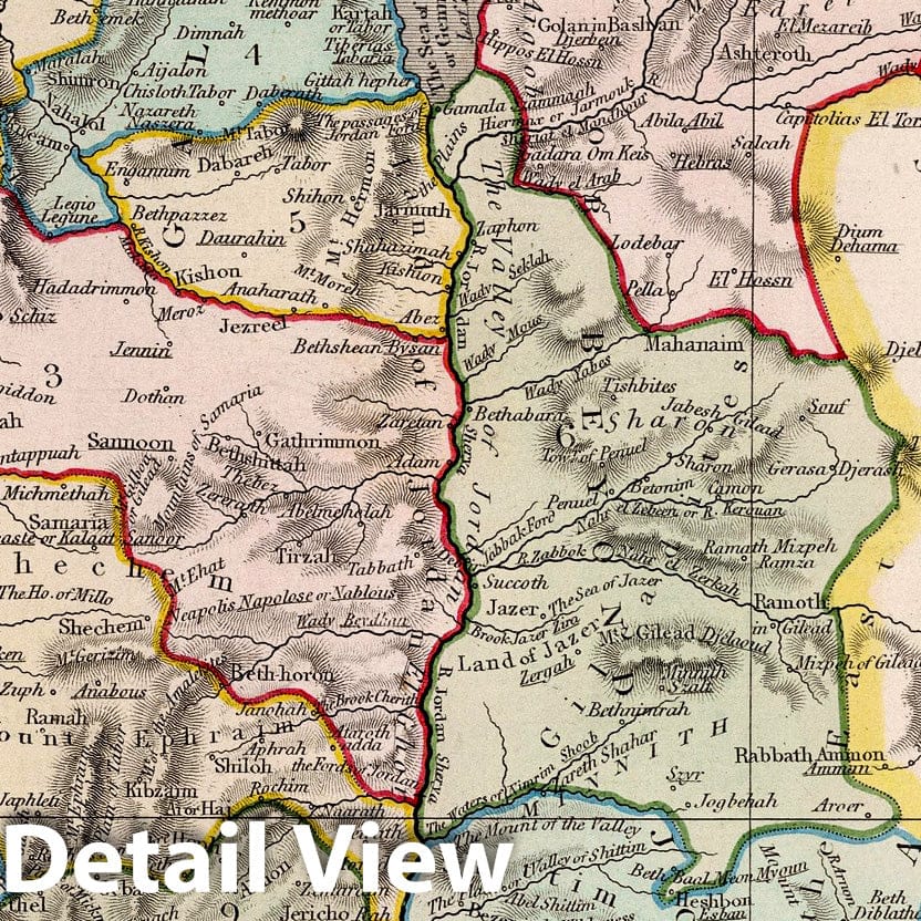 Palestine - River Map, 1832 - Historical Map Print