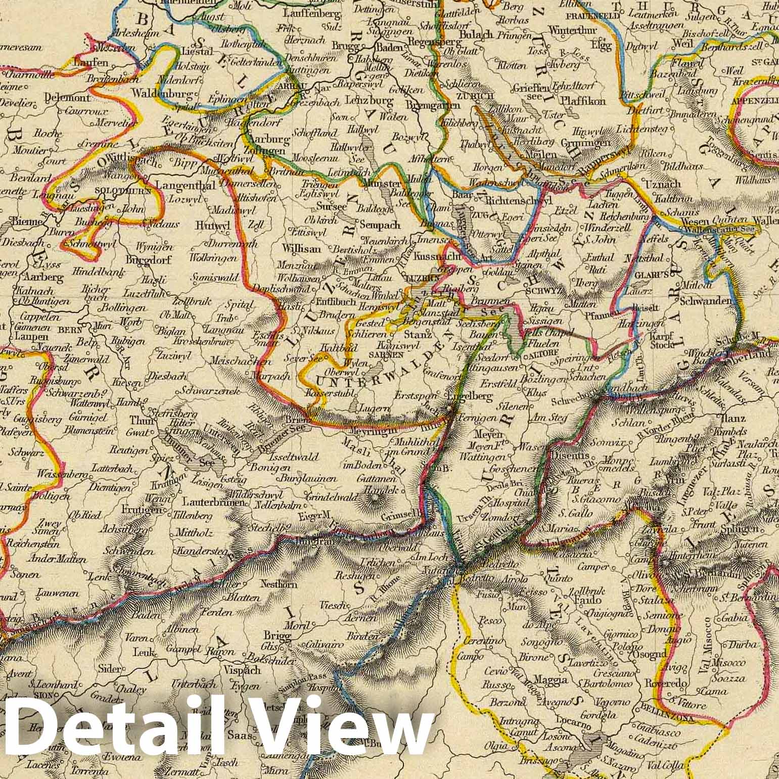 Historic Map : 1851 Switzerland. - Vintage Wall Art