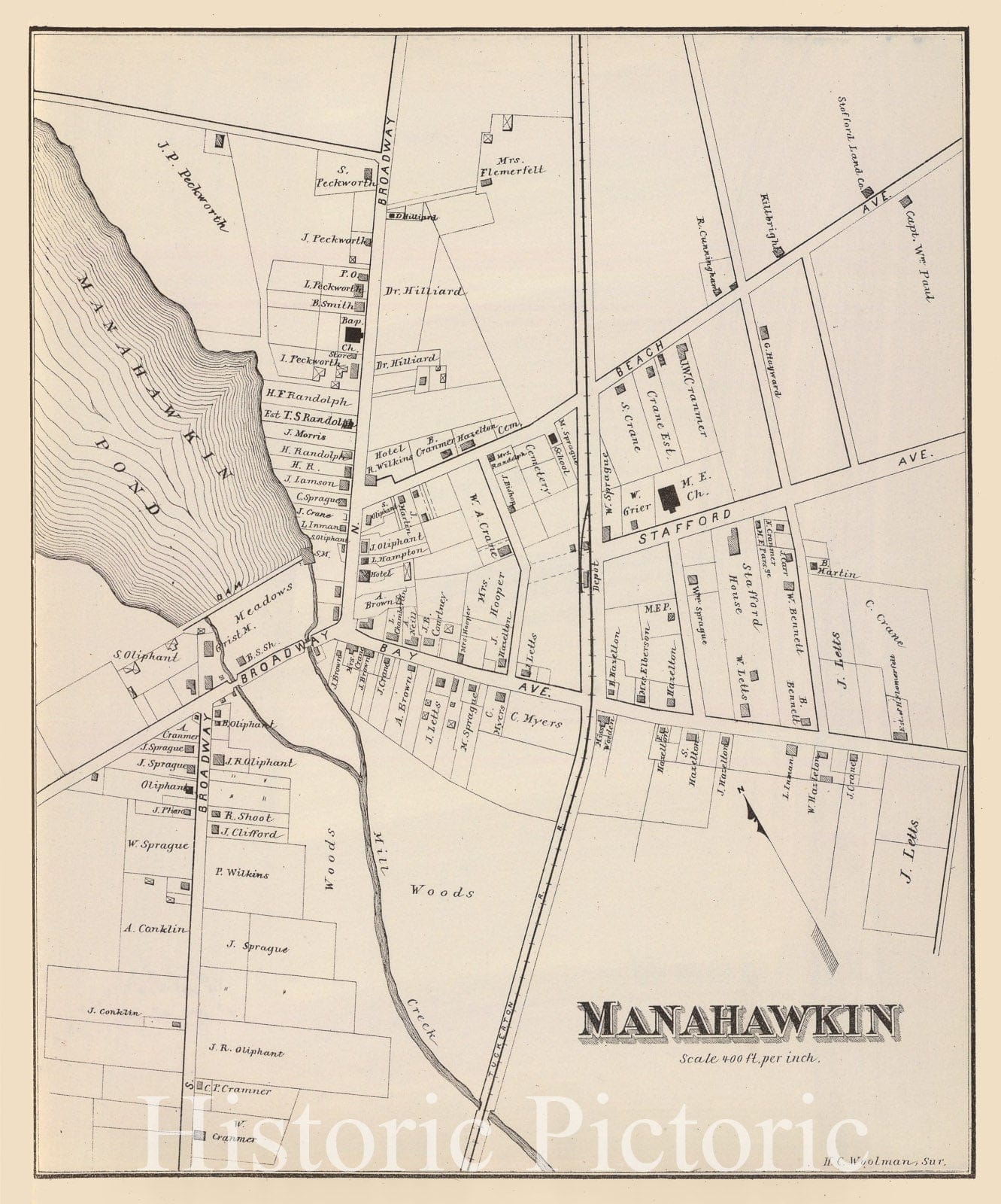 Manahawkin, New Jersey 1878 Historical Map Print
