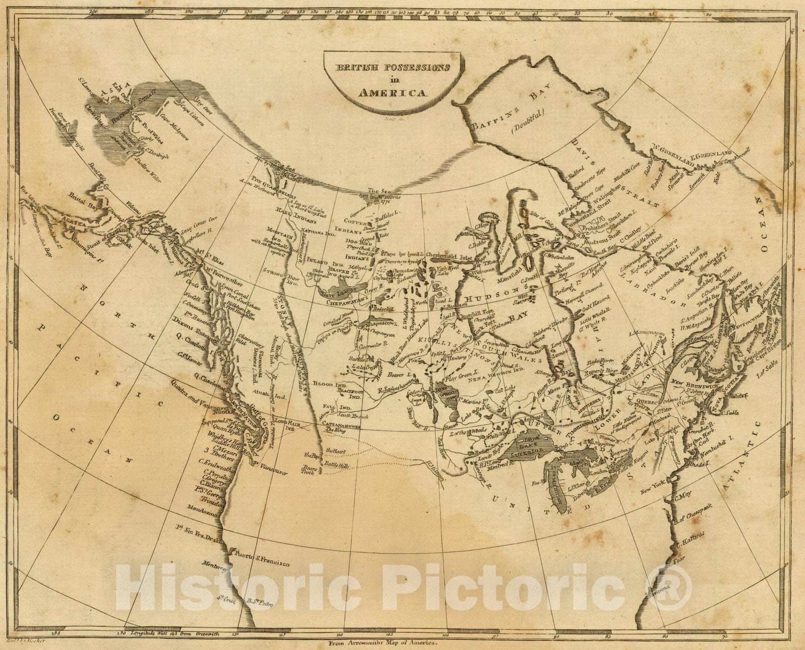 Historic Map : 1812 British possessions in America. - Vintage Wall Art