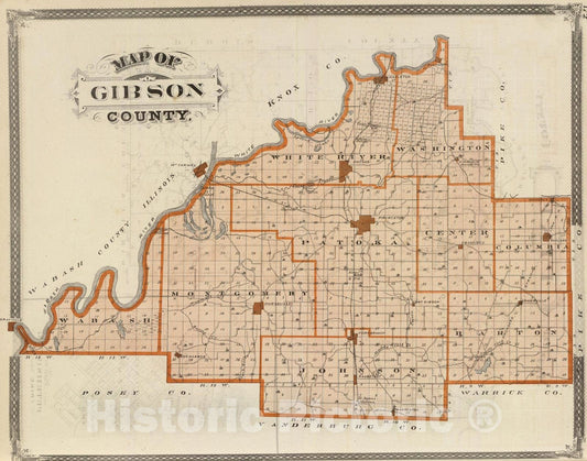 Historic Map : 1876 Map of Gibson County. - Vintage Wall Art