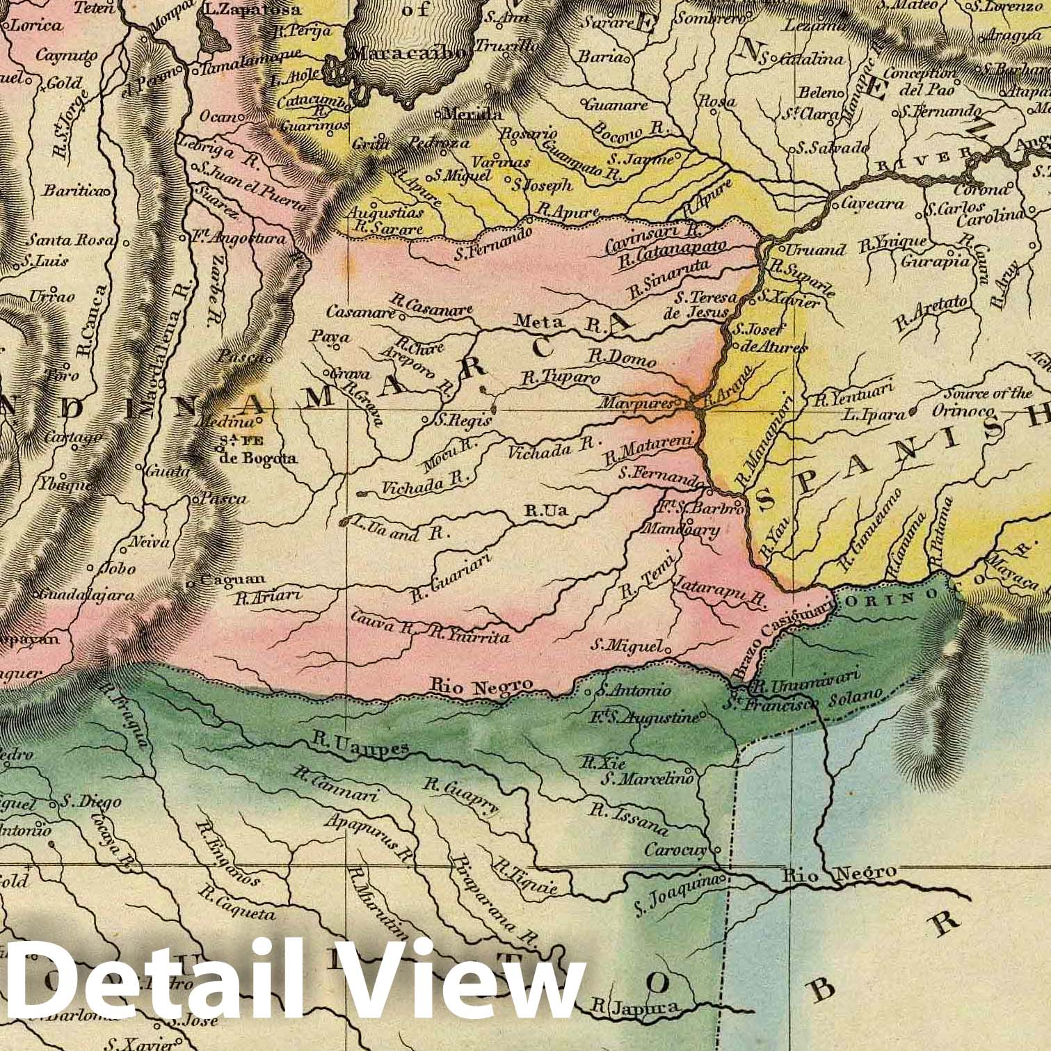 Colombia - River Map, 1823 - Historical Map Print