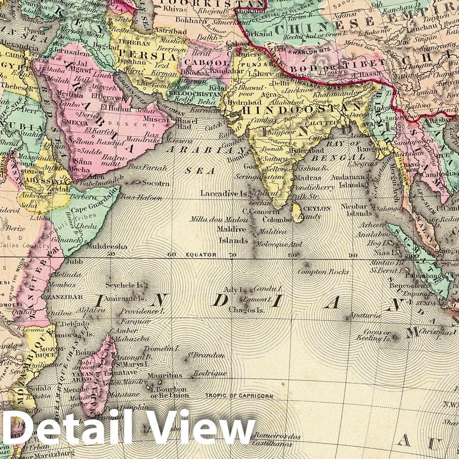 Eastern Hemisphere - Physical Map, 1856 - Colton's Atlas