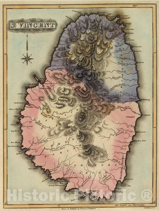 Historic Map : 1823 St. Vincent. - Vintage Wall Art