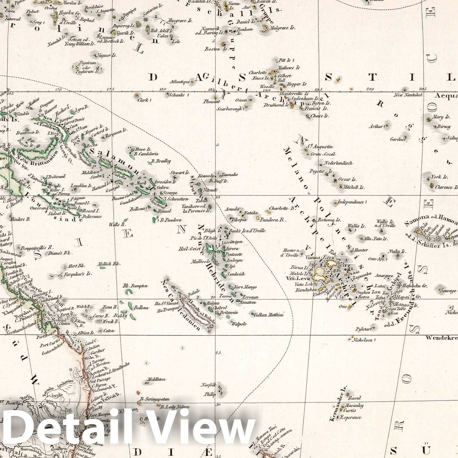 Australia and Oceania - Boundary Map, 1849 - Historical Map Print