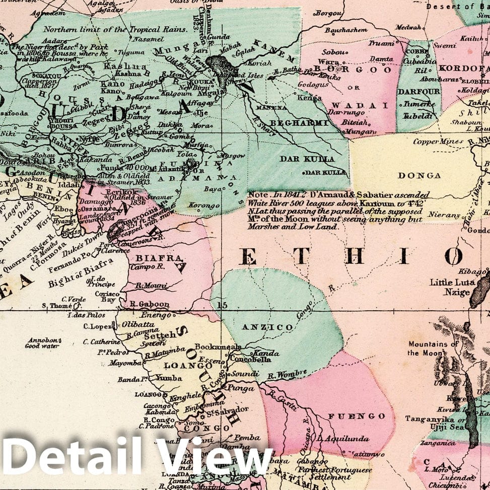 Africa - Railroad Map, 1873 - Gray's Atlas Historical Map Print