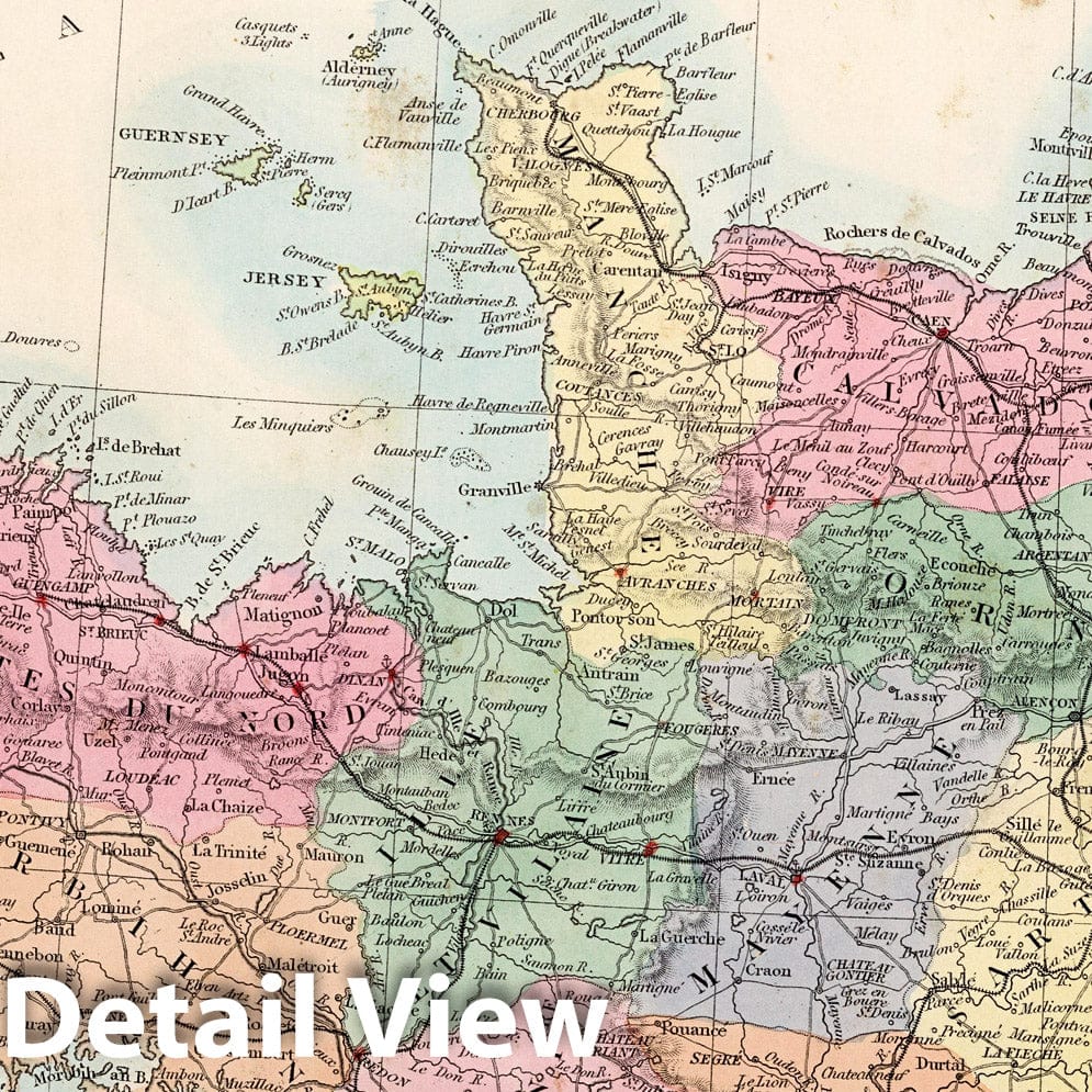France - Geologic Map, 1865 - Historical Map Print