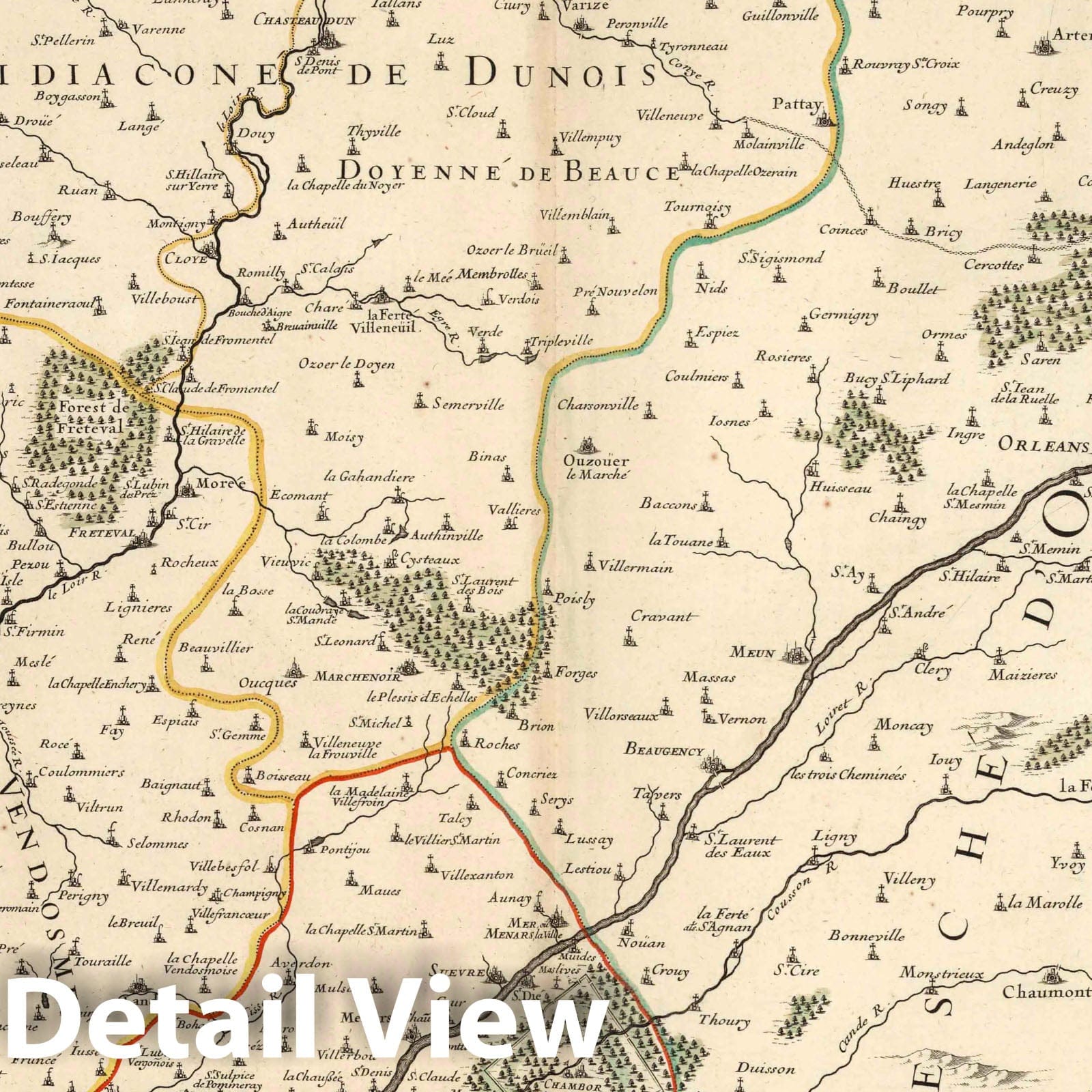 Diocese of Chartres, France - Sheet 2, 1695 Historical Map Print
