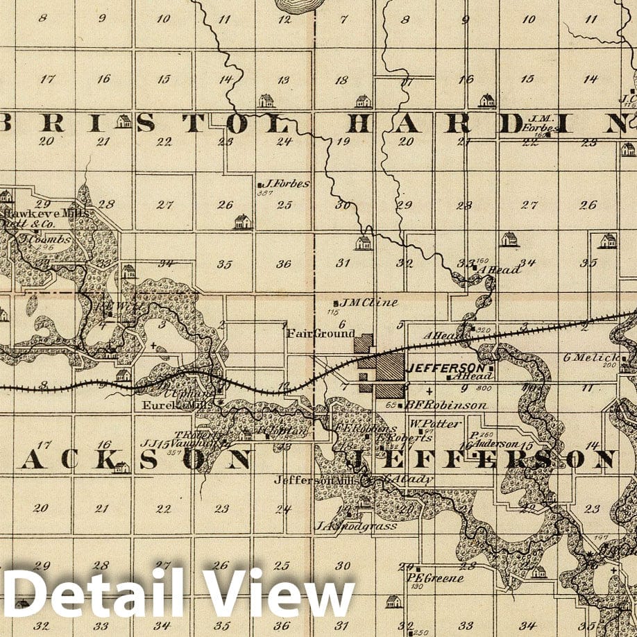 Greene County - Railroad Map, 1875 - Historical Map Print