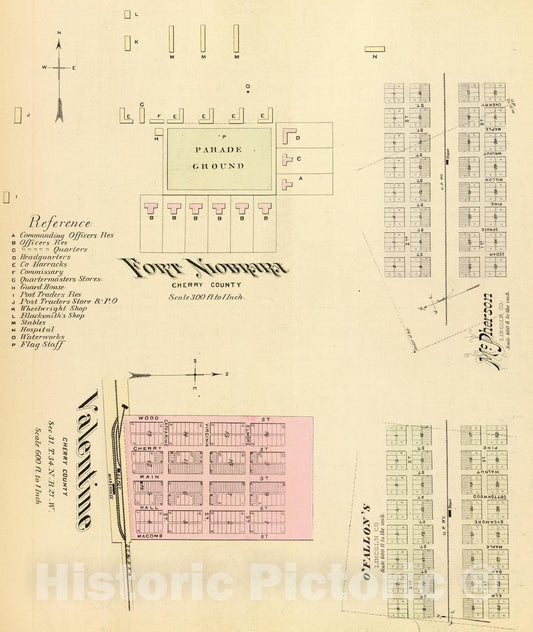 Fort Niobrara, Cherry County, Nebraska - Railroad Map, 1885
