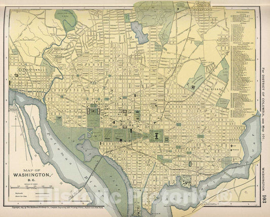 Historic Map : 1891 Map of Washington, D.C. 103 - Vintage Wall Art