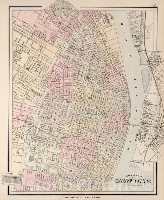 Saint Louis, Missouri - Railroad Map, 1884 - Historical Map Reproduction